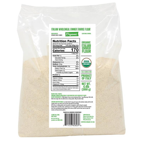 (Emmer) 4.4 lb (2 LOro Del Sud Organic Farro Flour kg), Stone-Ground Ancient Grain Flour from Italy, All-Purpose, High