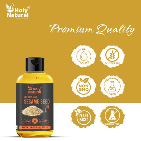 Sesame Seed Oil, Extra Virgin Cold-Pressed, No GMO, Untreated, Unrefined, Great for Cooking & Flavor Enhancer (10.15 Fl