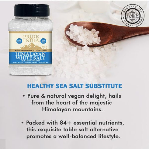 PACK 6 2.2 lbs (997.90 W/84+ Pride of India - of - Himalayan White Salt Coarse Grind gm)- Rarest & Enriched Natural