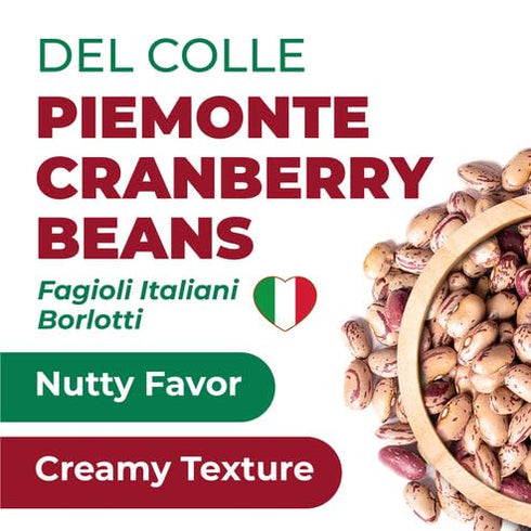 Del Colle 11 LBS (5 (Pack 1) Piemonte Cranberry Beans, kg) Fagioli Italiani Borlotti. Good Source of Fiber