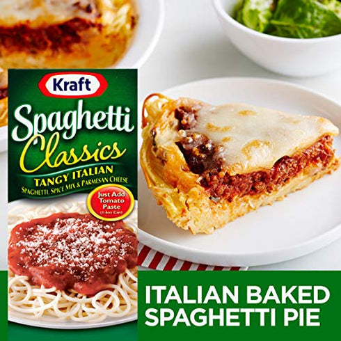 8 oz (Pack 6) Kraft Spaghetti Classics Tangy Italian Spaghetti, Spices, & Parmesan Cheese Meal Mix, Box