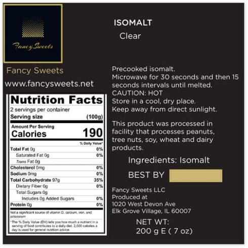 Fancy Sweets LLC 7oz Precooked Isomalt, Clear Cubes, by Fancy Sweets