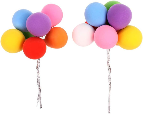 2 Sets (16Pcs) Romantic Colorful Balloon Cake Topper, Cupcake Picks for Wedding Birthday Cake Decorations Party Favor