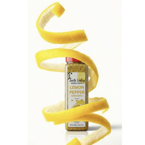Taste Valley 28 oz (1.75 lb Lemon Pepper Seasoning Zesty Citrus & Black Pepper Rub for Wings, Seafood & Veggies Gluten