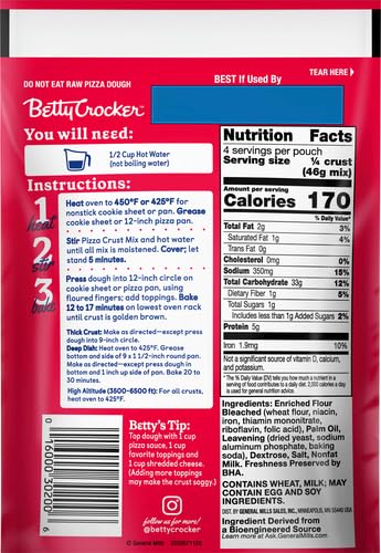 12-inch 6.5 oz. Betty Crocker Pizza Crust Mix, Makes One Crust