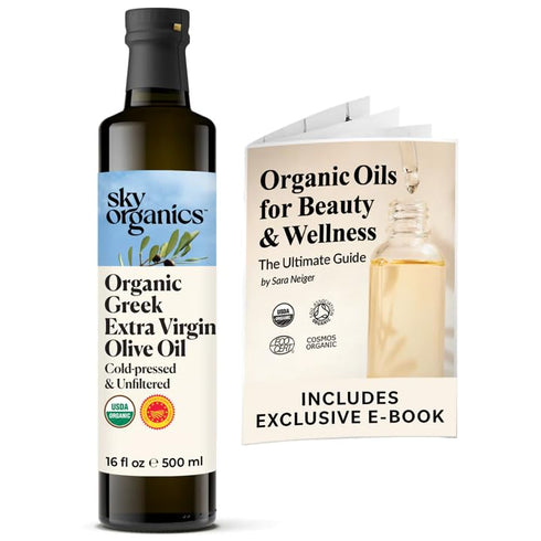 16.9 oz 100% Sky Organics - Organic Extra Virgin Olive Oil, fl - Cold Pressed & Unfiltered - Bright, Fresh, Authentic