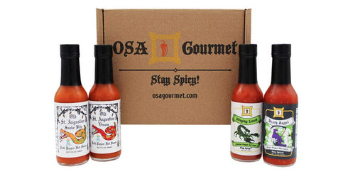 Hot Sauce Lovers Gift Box, 4 Bottles Varying Heat Levels, 5 oz