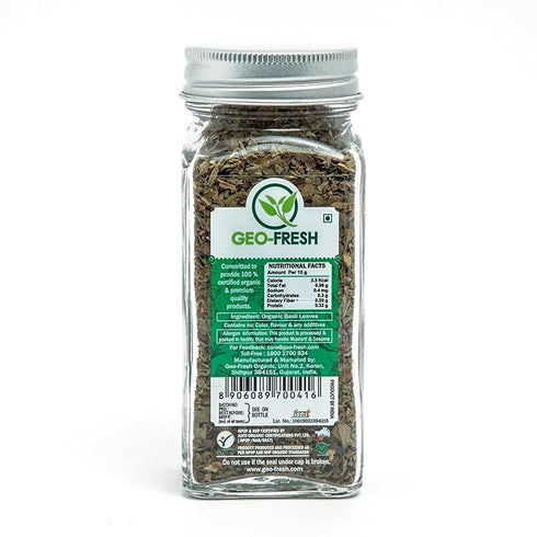 0.71 oz (20g) Geo-Fresh Organic Basil Leaves Dried Basil Seasoning for Cooking & Seasoning Non-GMO, Kosher, USDA