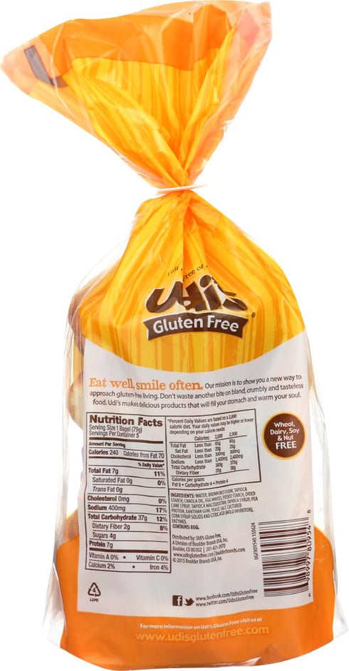 4 (Pack 3) 14oz Udis Gluten Free Plain Bagel Ct of Each