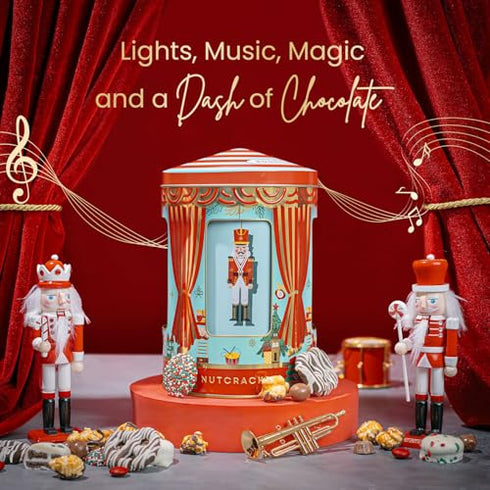 Christmas Gift Basket- Gourmet Food Gifts - Plays Music - Holiday Chocolate and Candy, Sweets and Snacks- Nutcracker