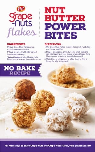 Grape-Nuts 18 OZ (Pack 4) Post Grape Nuts Flakes Breakfast Cereal, Crispy Whole Wheat and Barley Cereal, Great