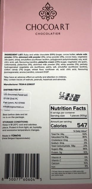 Generic 6.87 Oz Dubai Angel Hair Chocolate by Chocoart Chocolatier, White Chocolate With Pistachio Filling, Crispy