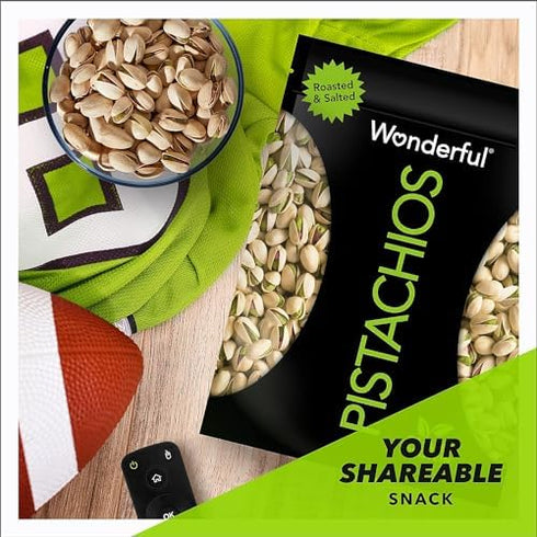 16 Wonderful Pistachios In Shell, Roasted and Salted Nuts, Ounce Resealable Bag, Healthy Snack, Protein Snack, Pantry