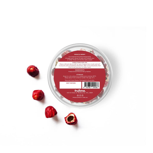 Fruit Me 30 Miracle Berry Whole Fruit - Gently Dried Miracle Fruit Seedless Halves - Sweeten Those Sour Moments