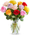 From You Flowers - One Dozen Rainbow Roses with Glass Vase |