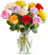 From You Flowers - One Dozen Rainbow Roses with Glass Vase |