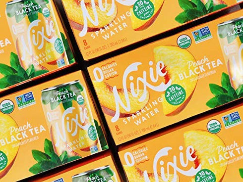 8 Pack, 12 Nixie Organic Peach Black Tea Sparkling Water FZ