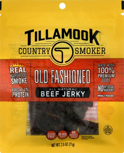 Tillamook Country Smoker Real Hardwood Smoked Beef Jerky, Old Fashioned, 2.5 Ounce
