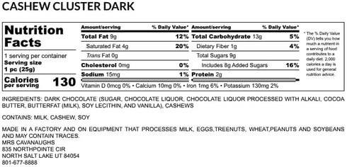 1 lb 65% 35%) Mrs. Cavanaugh's Cashew Cluster Mixed (Milk & Dark Chocolate