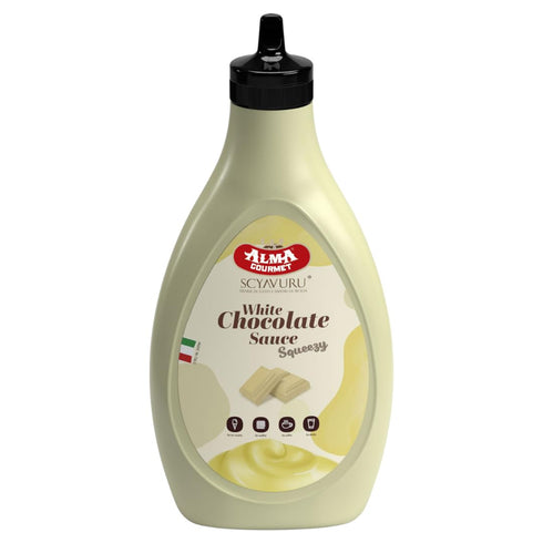 Alma Gourmet White Chocolate Topping Sauce, 17.6oz (500g) - Sweet Creamy Topping for Ice Cream, Waffles & More