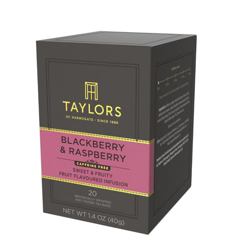 20 Count (Pack 1), 20 Taylors of Harrogate Blackberry & Raspberry, Herbal Tea, Individually Wrapped Bags, of Sweet