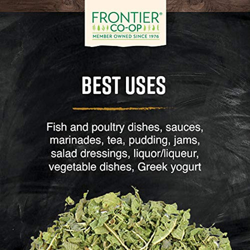 16 (Pack 1) Frontier Co-op Organic Lemon Verbena Leaf, Cut and Sifted, Kosher, Bulk Bag - Loose Leaf Lemon Verbena Tea
