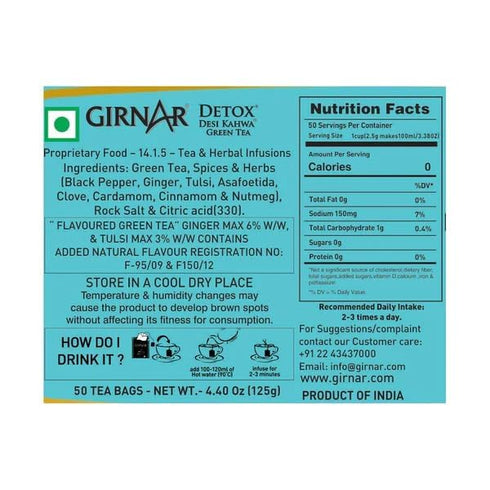 GIRNAR (36 Detox Green Tea - Desi Kahwa Tea Bags)
