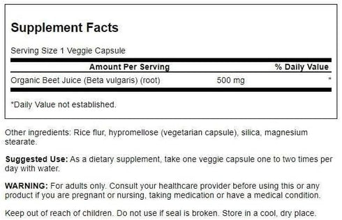 500 60 Swanson Made with Organic Beet Juice Freeze Dried Milligrams Veg Capsules