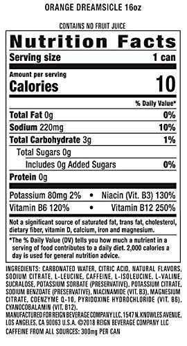 16 Oz (Pack 12) Reign Total Body Fuel, Orange Dreamsicle, Fitness & Performance Drink, Fl