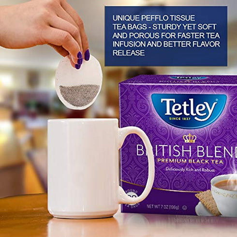 40 (Pack 6), Tetley British Blend Premium Decaf Black Tea, Decaffeinated Tea, Teabags of Rainforest Alliance Certified