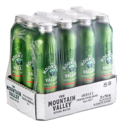 The Mountain Valley 750 mL 12pk he Mountain Valley Spring Water in Aluminum Can