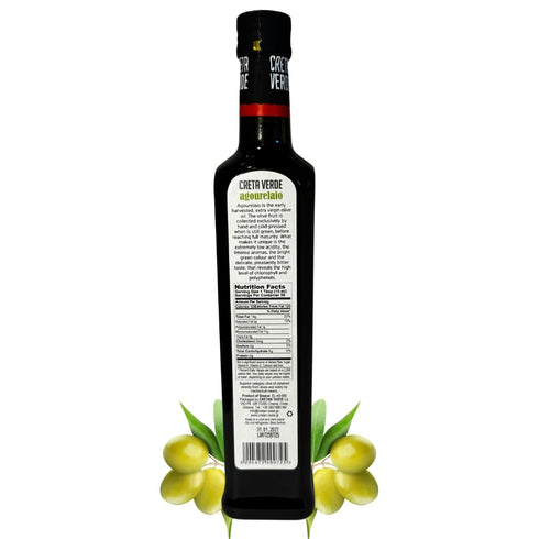 500ml Creta Verde Agourelaio Extra Virgin Olive Oil | Early Harvest Greek Olive Oil | Cold-Pressed, Handpicked, High