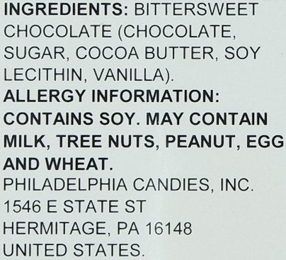 72% 3.5-Ounce Package Philadelphia Candies Signature Dark Chocolate For Wine Cocoa