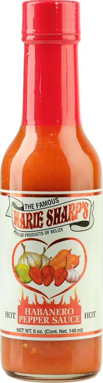 5 oz (Pack 3) Marie Sharp's Hot Habanero Pepper Sauce, Authentic Belizean Hot Sauce with Fresh Red Habanero Peppers