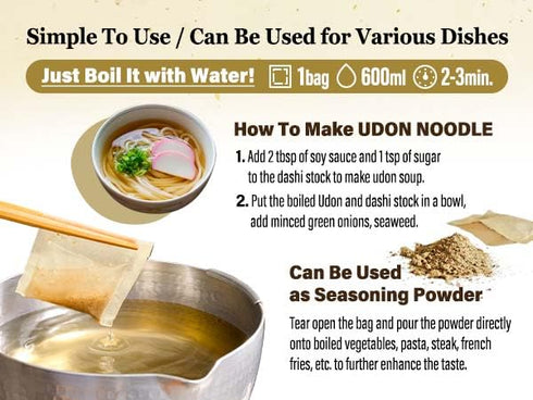 Chaganju Dashi Stock, Dashi Packet for Ramen Broth, Miso Soup, Udon, Shabu Shabu & Hot Pot Soup Base, 8g × 15pacs