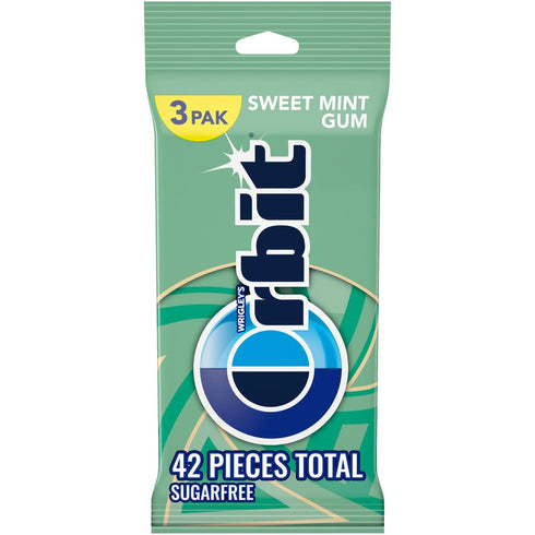 ORBIT Sweet Mint Sugar Free Chewing Gum, 3 Packs of 14-Pieces (42