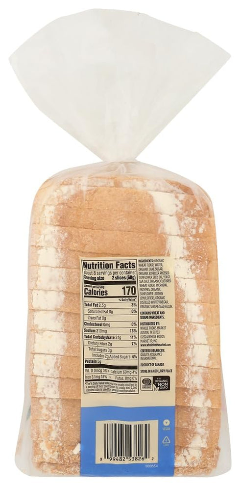 365 by Whole Foods Market 16 OZ Organic White Artisan Bread