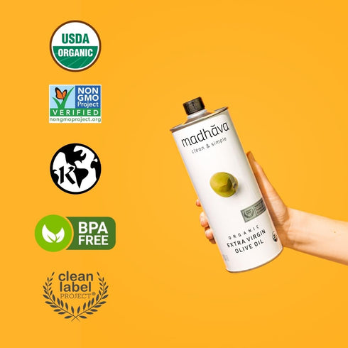 2L 100% 67.8 oz Madhava Organic Olive Oil, Bottle, Pure & Single Source