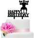 Black Acrylic Dumbbells Birthday Cake Topper, Sports Theme Cake Decoration