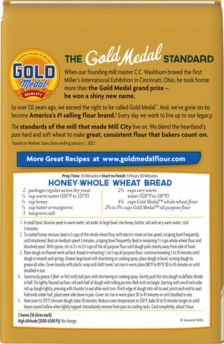 Gold Medal Premium Quality Whole Wheat Flour for Baking, 5 lb
