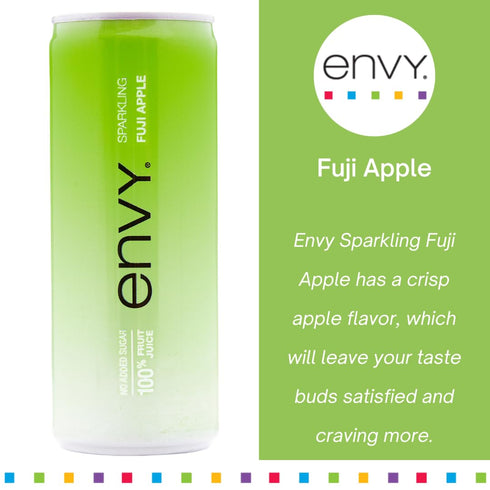 100% 8oz 24) Envy Sparkling Fruit Juice, Fuji Apple (Case