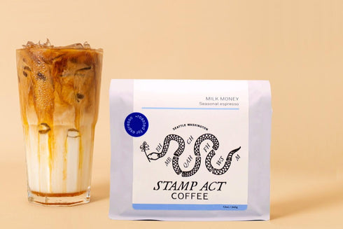 12 Milk Money - Roasted by Stamp Act - Whole Bean Coffee - Ounce Bag