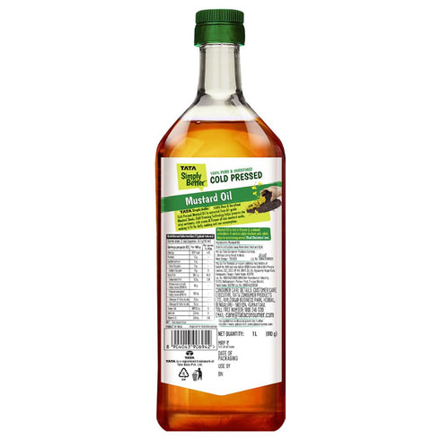 Tata Simply Better 1 Pure & Unrefined Cold Pressed Mustard Oil, Litre