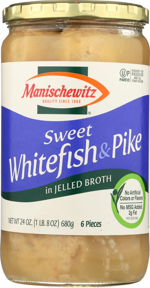 Manischewitz Whitefish & Pike Sweet No MSG, 24-Ounce (Pack of 3)