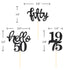 24 Pcs Black Glitter Cupcake Toppers for 50th Birthday Party Celebrations Decorations
