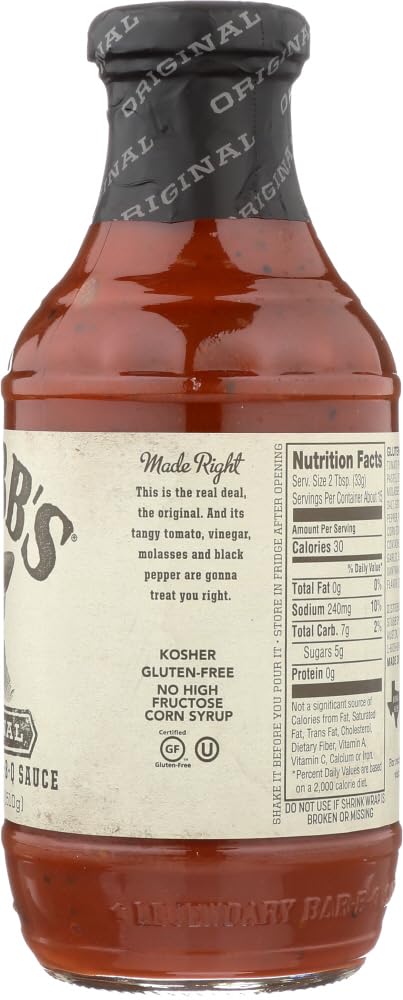 6x 18Oz Stubbs Original BBQ Sauce