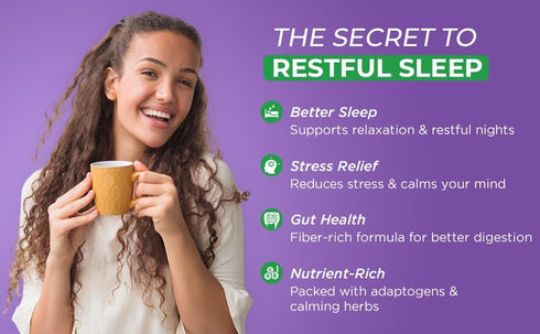 Dreamy Hot Cocoa Blend Mix Organic Mushroom Coffee with Reishi, L-Theanine, Chamomile & Adaptogens, Organic, Non-GMO