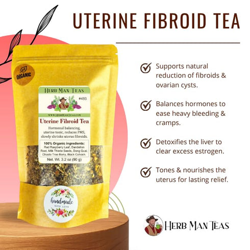 FIBROID TEA Organic Herbal Blend for Hormonal Balance & Uterine Tissue Health by Master Herbalist Khabir, Non-GMO, No