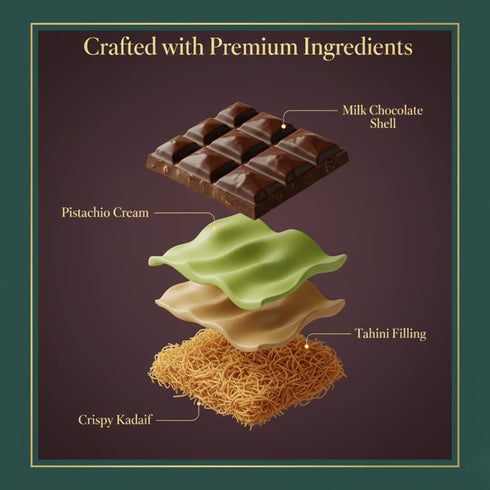 7oz Dubai Chocolate Bar - Premium Pistachio, Belgian Chocolate and Crispy Kataifi Layers | Luxury Chocolate Gift |