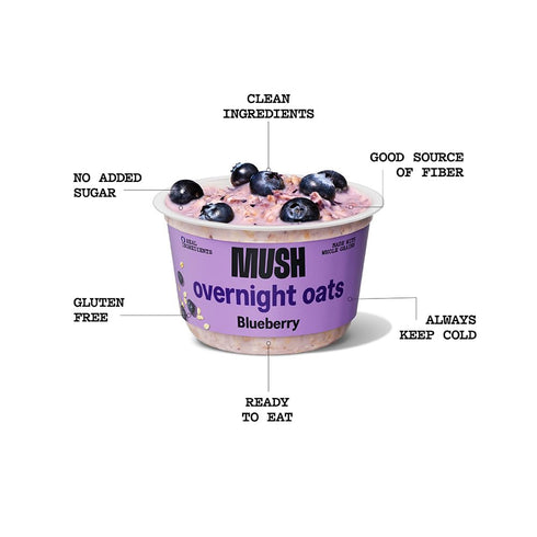 5oz MUSH Overnight Oats - Blueberry - Good Source of Fiber, Non-GMO, Dairy Free, Gluten Free
